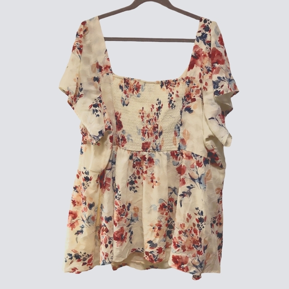 Torrid, Fit and Flare Textured Chiffon Top, Short Sleeve, Lined, Women's size 5 - Picture 3 of 4